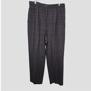 Vintage Pendleton Wool Pants Women's 14 Plaid Gray Red 100% Virgin Wool USA